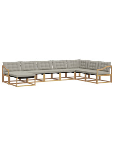 Set di divani da esterno 8 pcs Bianco e Grigio Chiaro 2
