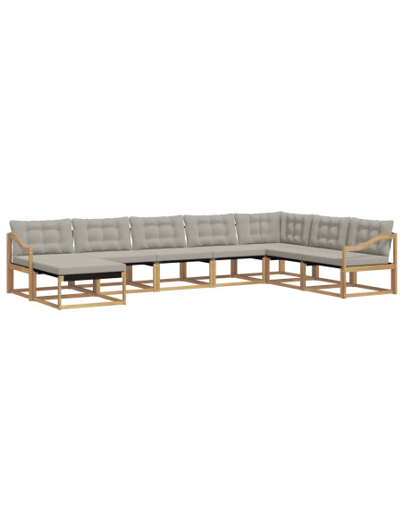 Set di divani da esterno 8 pcs Bianco e Grigio Chiaro