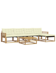 Set di divani da esterno 6 pcs Bianco e Crema 2