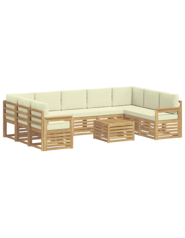 Set di divani da esterno 8 pcs Bianco e Crema 59 x 59 x 37 cm