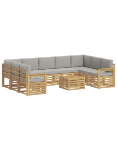 Set di divani da esterno 8 pcs Bianco e Grigio Chiaro 2