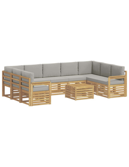 Set di divani da esterno 8 pcs Bianco e Grigio Chiaro