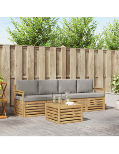 Set di divani da esterno 5 pcs Bianco e Grigio Chiaro