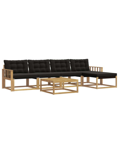 Set di divani da esterno 6 pcs Bianco e Nero