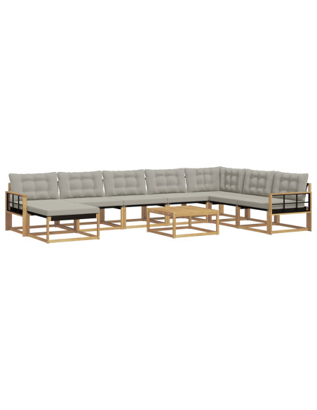 Set di divani da esterno 9 pcs Bianco e Grigio Chiaro