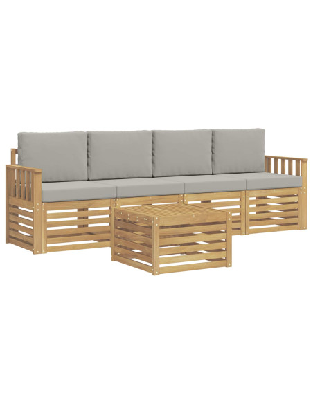 Set di divani da esterno 5 pcs Bianco e Grigio Chiaro