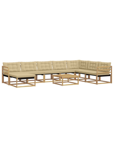 Set di divani da esterno 9 pcs Bianco e Beige