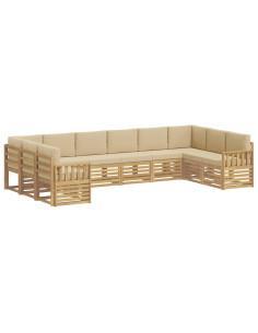 Set di divani da esterno 7 pcs Bianco e Beige 2