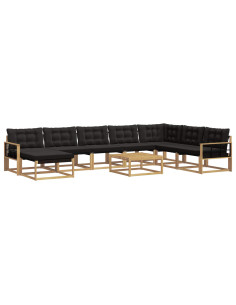 Set di divani da esterno 9 pcs Bianco e Nero 2