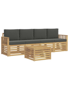 Set di divani da esterno 5 pcs Bianco e Antracite Poliestere 2