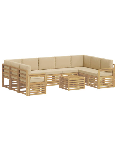 Set di divani da esterno 8 pcs Bianco e Beige 59 x 59 x 37 cm