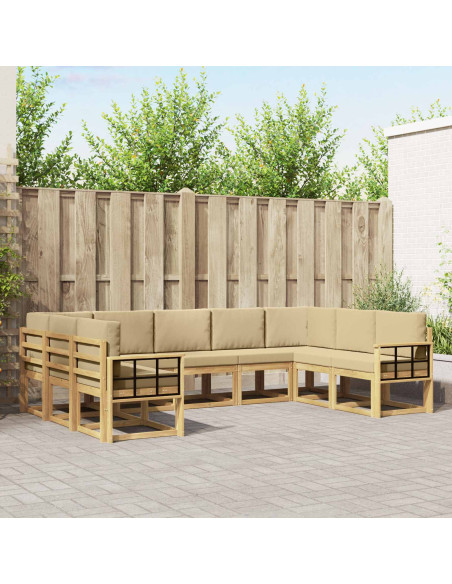 Set di divani da esterno con cuscino 9 pcs Bianco e Beige