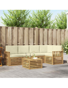 Set di divani da esterno 6 pcs Bianco e Crema 59 x 59 x 37 cm