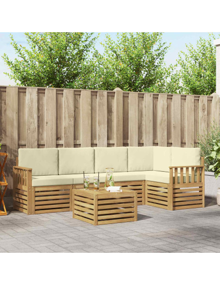 Set di divani da esterno 6 pcs Bianco e Crema 59 x 59 x 37 cm