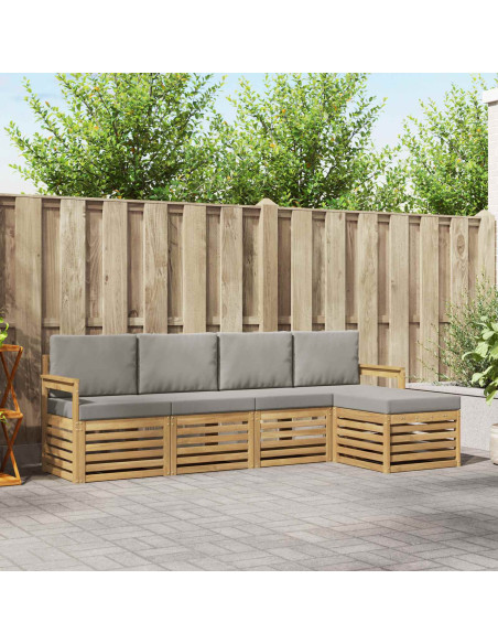 Set di divani da esterno 5 pcs Bianco e Grigio Chiaro