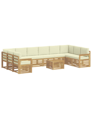 Set di divani da esterno 8 pcs Bianco e Crema 59 x 59 x 37 cm