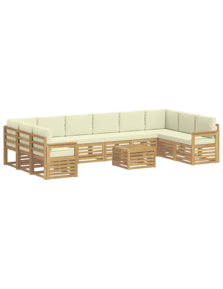 Set di divani da esterno 8 pcs Bianco e Crema 59 x 59 x 37 cm