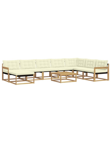Set di divani da esterno 9 pcs Bianco e Crema