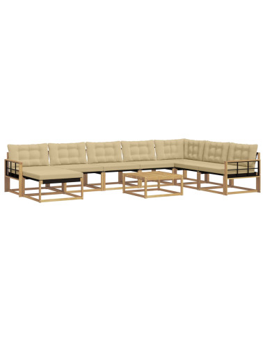 Set di divani da esterno 9 pcs Bianco e Beige