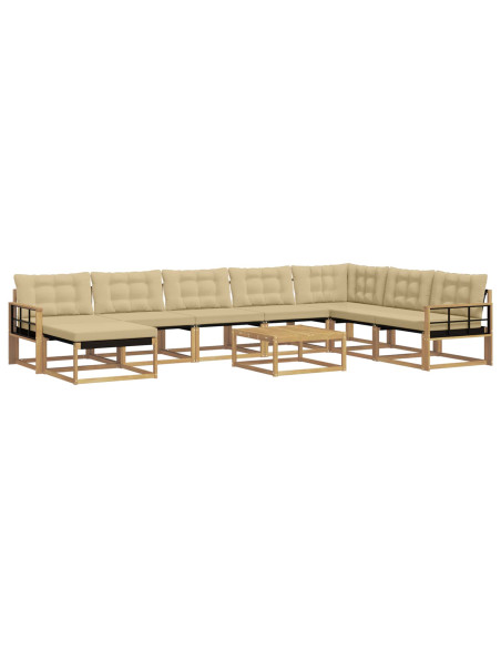 Set di divani da esterno 9 pcs Bianco e Beige