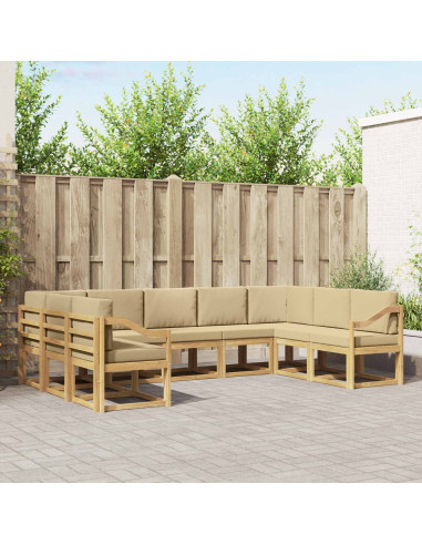 Set di divani da esterno con cuscino 9 pcs Bianco e Beige