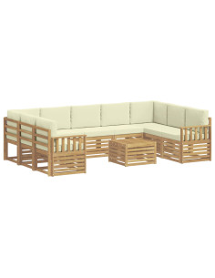 Set di divani da esterno 8 pcs Bianco e Crema 59 x 59 x 37 cm 2