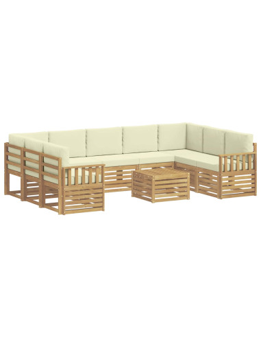 Set di divani da esterno 8 pcs Bianco e Crema 59 x 59 x 37 cm