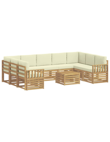 Set di divani da esterno 8 pcs Bianco e Crema 59 x 59 x 37 cm