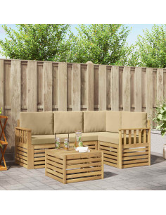 Set di divani da esterno 5 pcs Bianco e Beige 59 x 59 x 37 cm