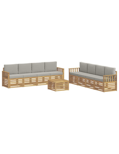 Set di divani da esterno 9 pcs Bianco e Grigio Chiaro