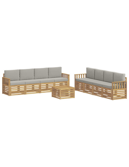 Set di divani da esterno 9 pcs Bianco e Grigio Chiaro