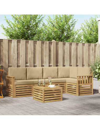 Set di divani da esterno 6 pcs Bianco e Beige 59 x 59 x 37 cm