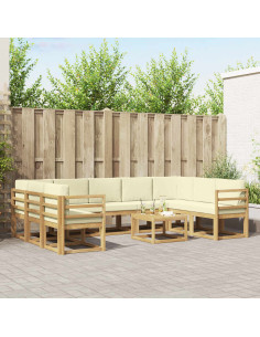Set di divani da esterno 10 pcs Bianco e Crema 59 x 59 x 37 cm