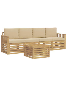 Set di divani da esterno 5 pcs Bianco e Beige Poliestere 2