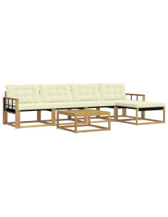 Set di divani da esterno 6 pcs Bianco e Crema 2