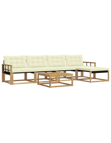 Set di divani da esterno 6 pcs Bianco e Crema