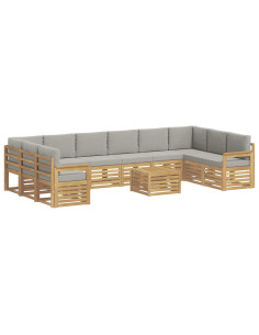 Set di divani da esterno 8 pcs Bianco e Grigio Chiaro 2