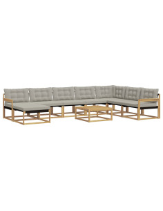 Set di divani da esterno 9 pcs Bianco e Grigio Chiaro 2