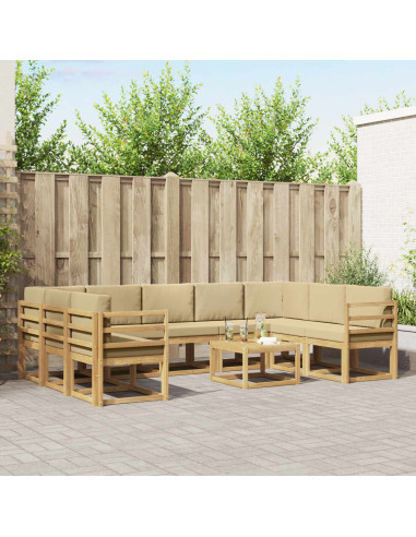 Set di divani da esterno 10 pcs Bianco e Beige 59 x 59 x 37 cm
