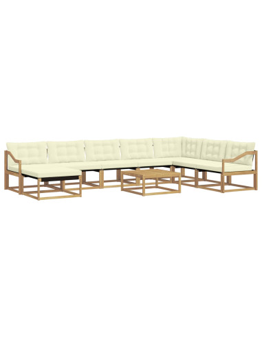 Set di divani da esterno 9 pcs Bianco e Crema