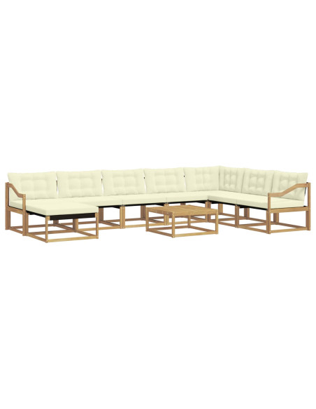 Set di divani da esterno 9 pcs Bianco e Crema