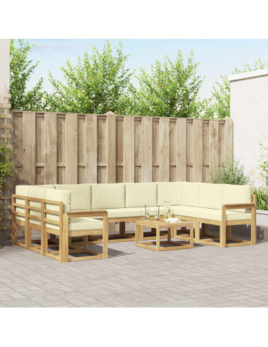 Set di divani da esterno 10 pcs Bianco e Crema 59 x 59 x 37 cm