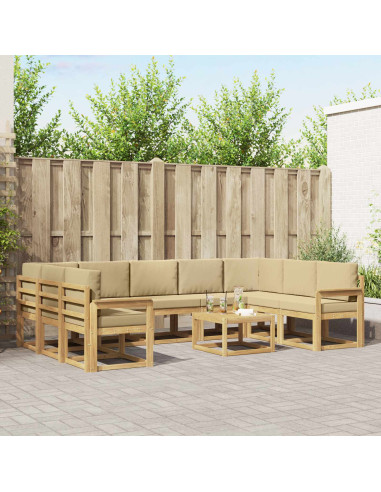 Set di divani da esterno 10 pcs Bianco e Beige 59 x 59 x 37 cm