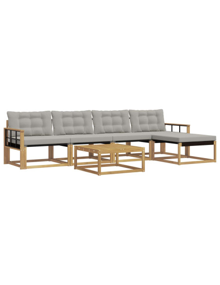 Set di divani da esterno 6 pcs Bianco e Grigio Chiaro