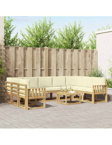 Set di divani da esterno 10 pcs Bianco e Crema 59 x 59 x 37 cm