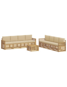 Set di divani da esterno 9 pcs Bianco e Beige 59 x 59 x 37 cm 2
