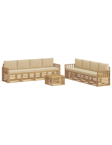 Set di divani da esterno 9 pcs Bianco e Beige 59 x 59 x 37 cm