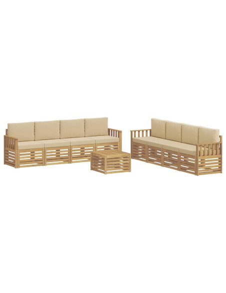 Set di divani da esterno 9 pcs Bianco e Beige 59 x 59 x 37 cm