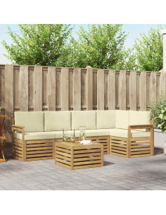 Set di divani da esterno 6 pcs Bianco e Crema 59 x 59 x 37 cm
