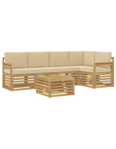 Set di divani da esterno 6 pcs Bianco e Beige 59 x 59 x 37 cm